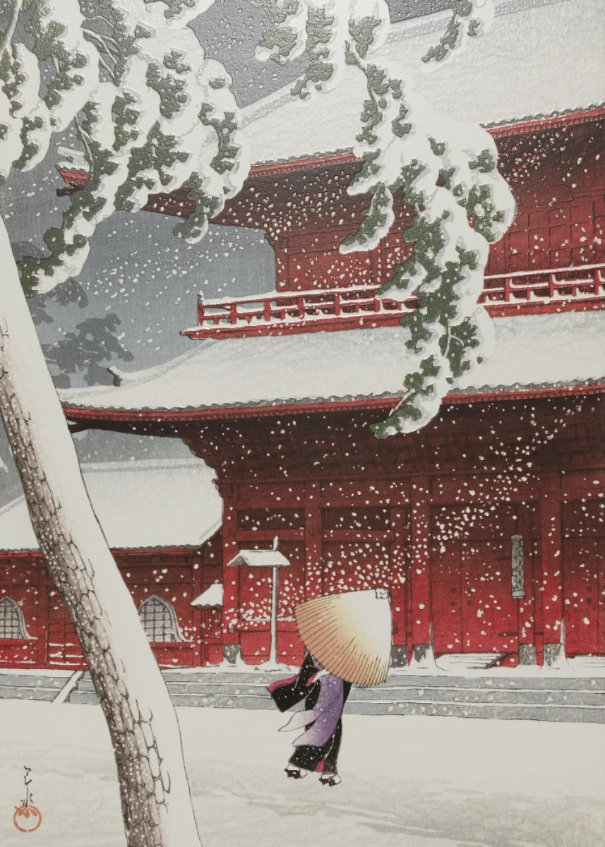 Snow at Senso-ji Temple, Asakusa