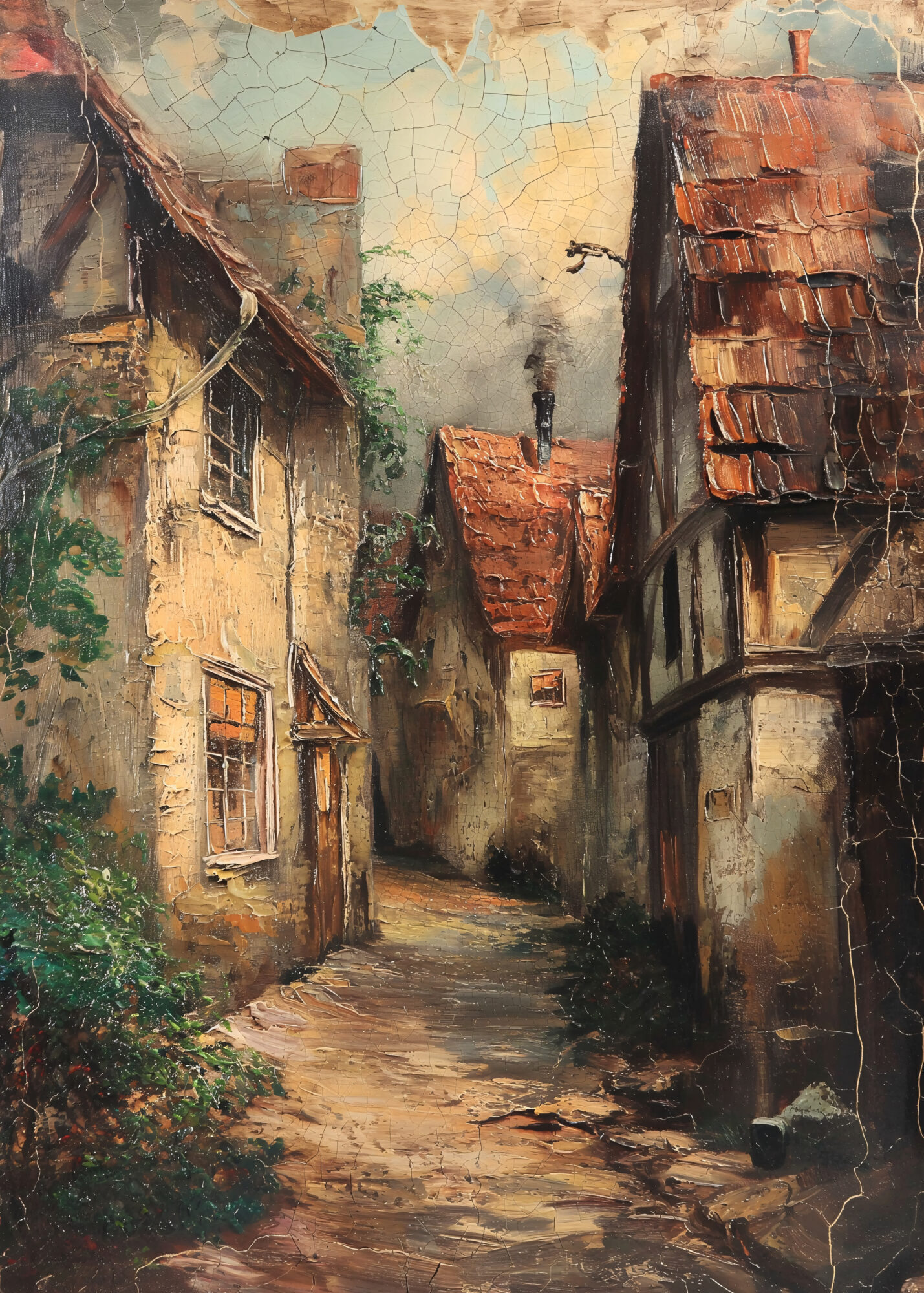 Sunlit Village Lane metal poster by Maya Arunika